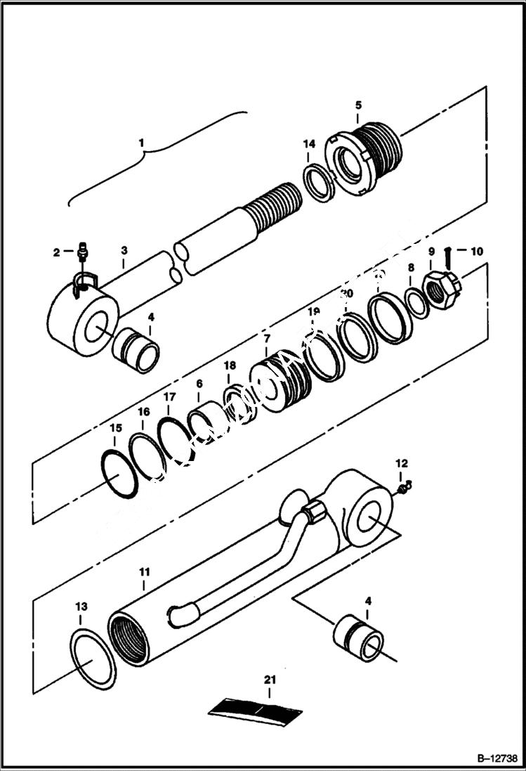 Схема запчастей Bobcat 220 - ARM CYLINDER (Original Equipment) HYDRAULIC SYSTEM