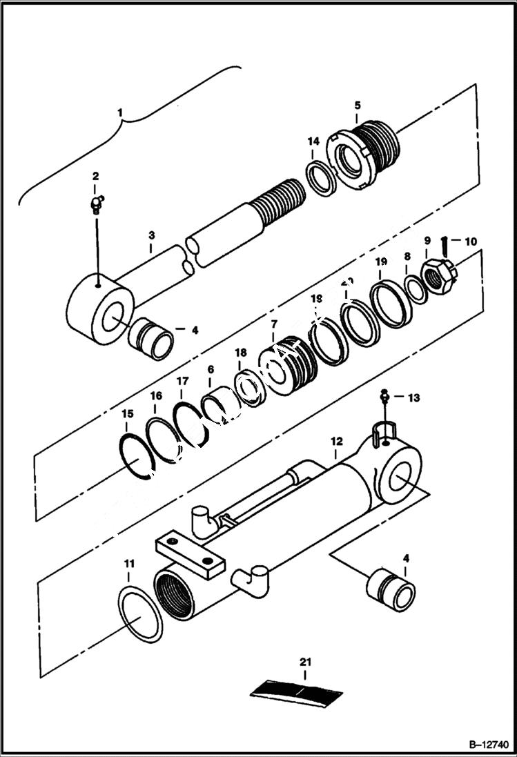 Схема запчастей Bobcat 220 - BLADE CYLINDER (Original Equipment) HYDRAULIC SYSTEM