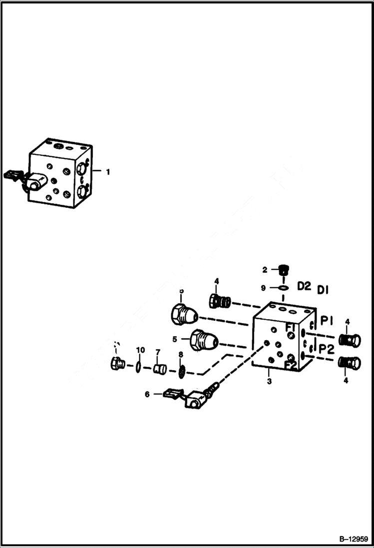 Схема запчастей Bobcat BACKHOE - BACKHOE (Rear Auxiliary Valve) (742B) (743B) REAR STABILIZERS