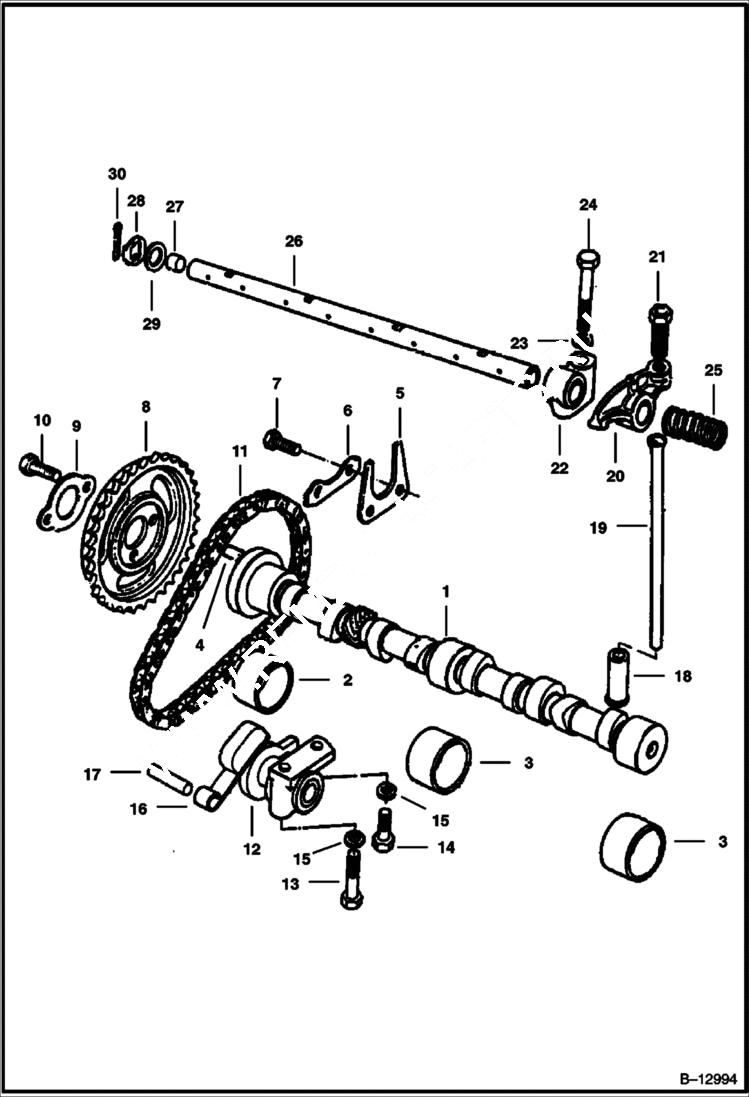 Схема запчастей Bobcat 500s - VALVE TRAIN (S/N 12001 & Above) POWER UNIT