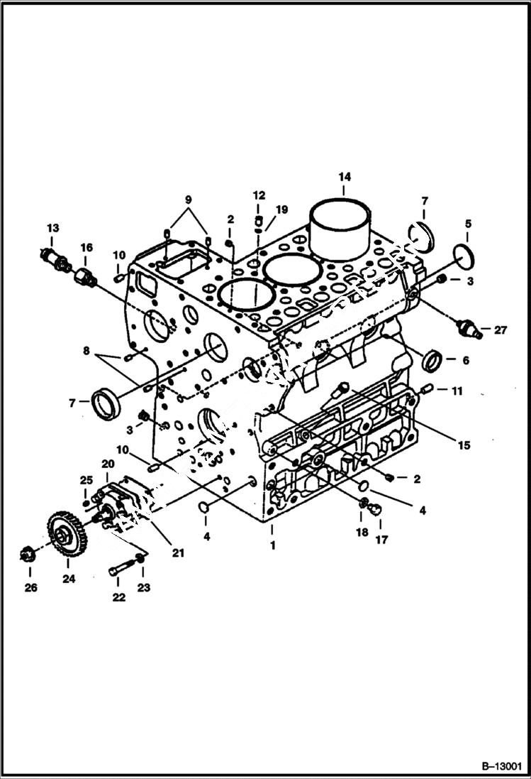 Схема запчастей Bobcat 225 - CRANKCASE POWER UNIT