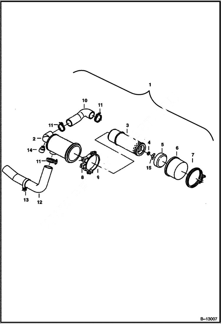 Схема запчастей Bobcat 225 - AIR CLEANER POWER UNIT