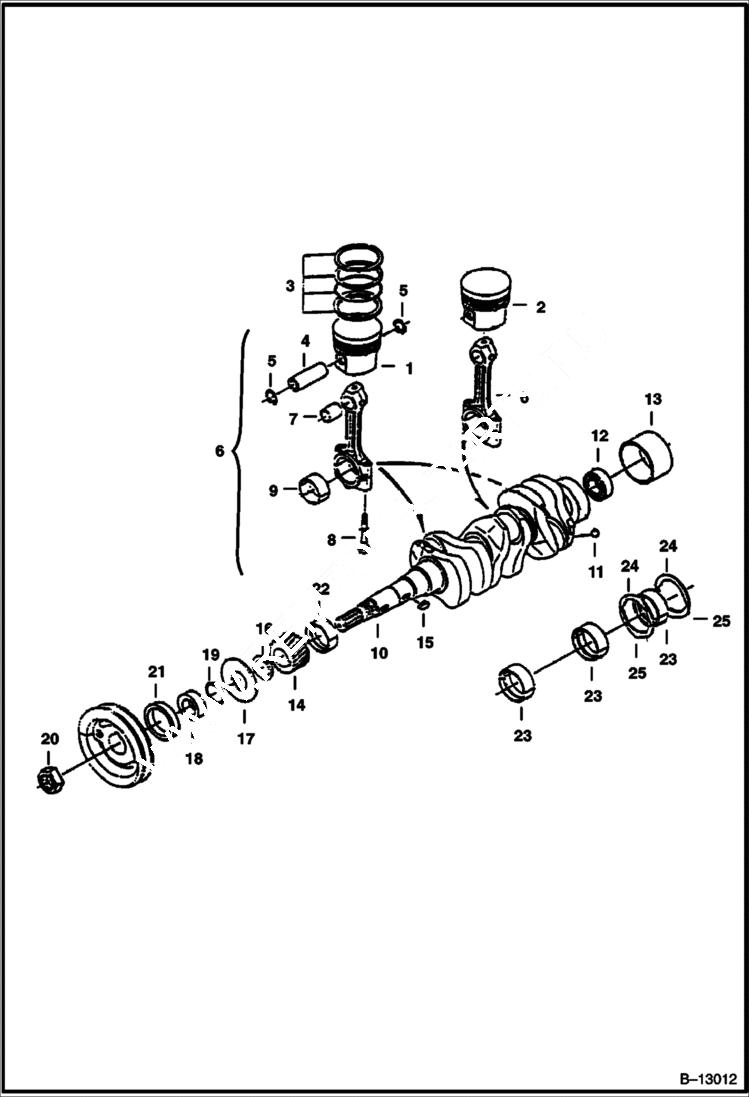 Схема запчастей Bobcat 225 - PISTONS & CRANKSHAFT POWER UNIT