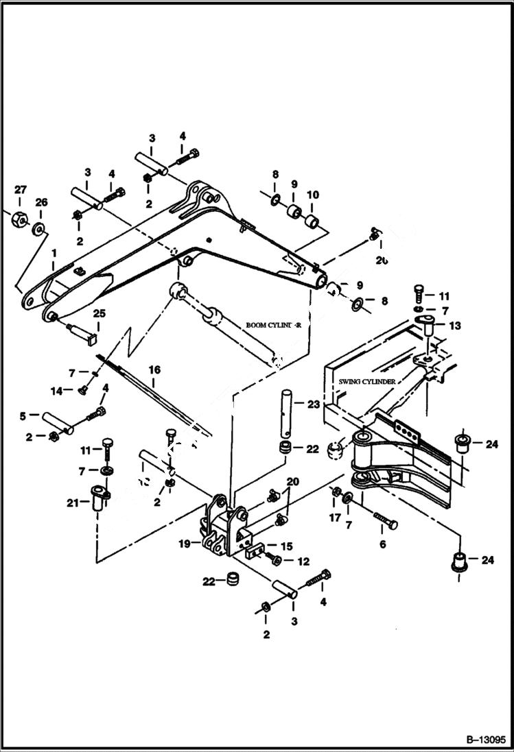 Схема запчастей Bobcat 220 - SWING BRACKET & BOOM WORK EQUIPMENT