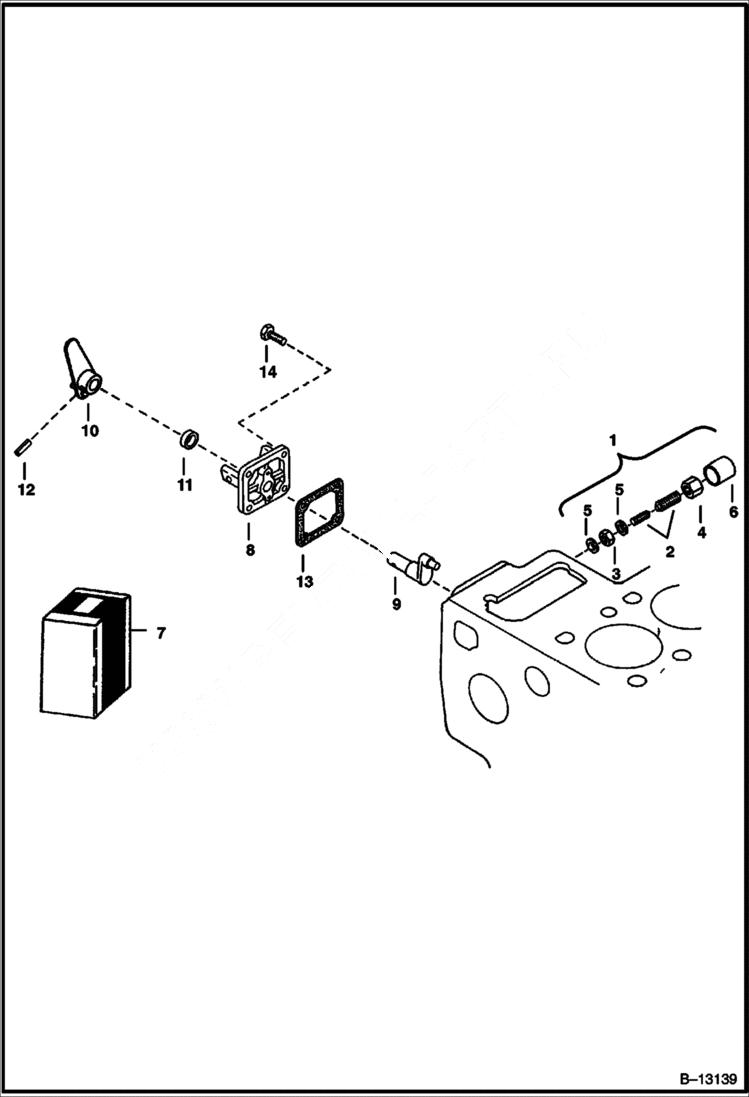 Схема запчастей Bobcat 334 - ENGINE STOP LEVER POWER UNIT