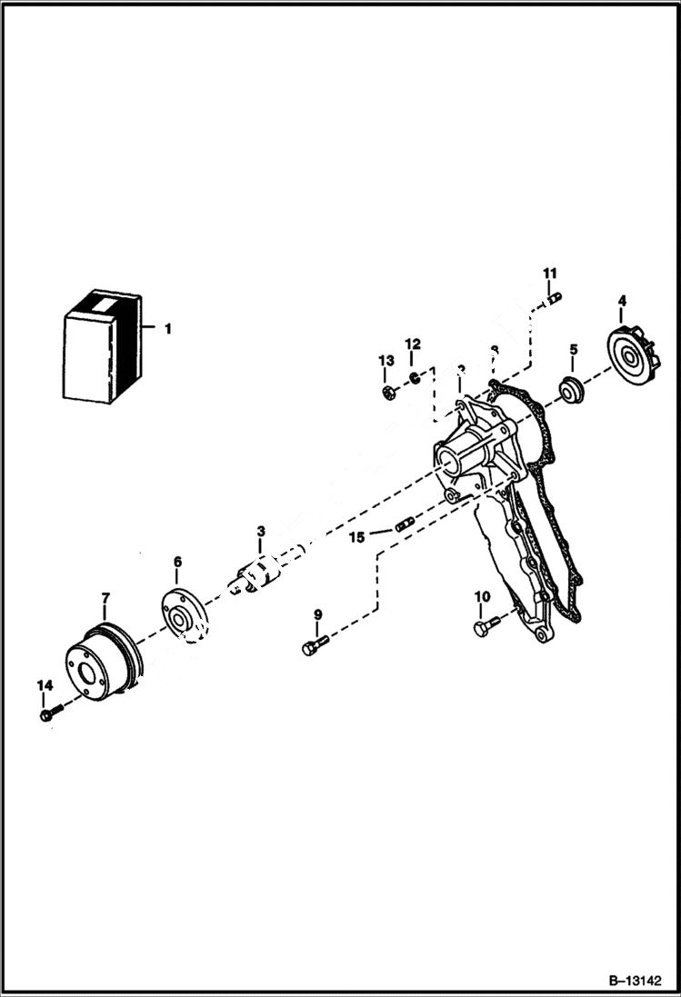 Схема запчастей Bobcat T-Series - WATER PUMP (Kubota - V2003T - Tier I) (S/N 5193 11001 & Abv, 5194 11001 & Abv) POWER UNIT