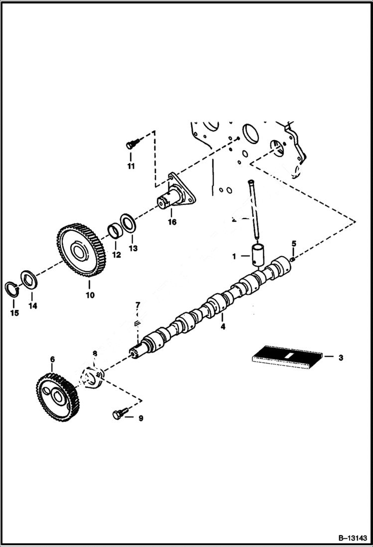 Схема запчастей Bobcat T-Series - CAMSHAFT (Kubota - V2003T - Tier I) (S/N 5193 11001 & Abv, 5194 11001 & Abv) POWER UNIT