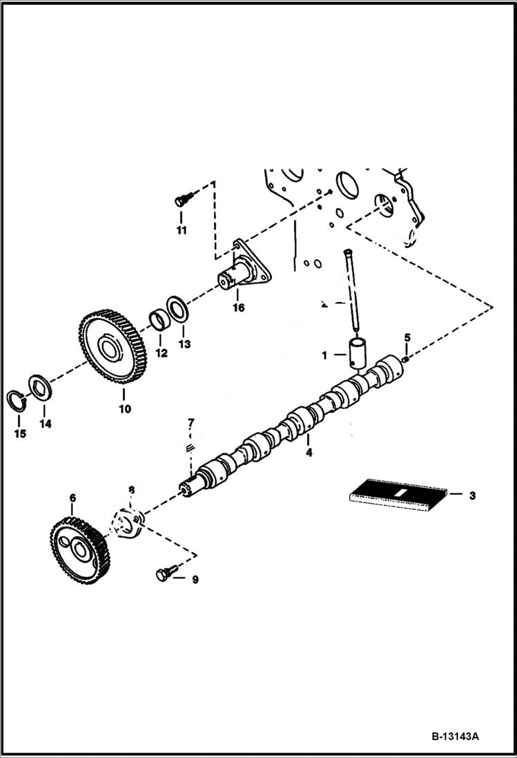 Схема запчастей Bobcat S-Series - CAMSHAFT (Kubota - V2003T) POWER UNIT