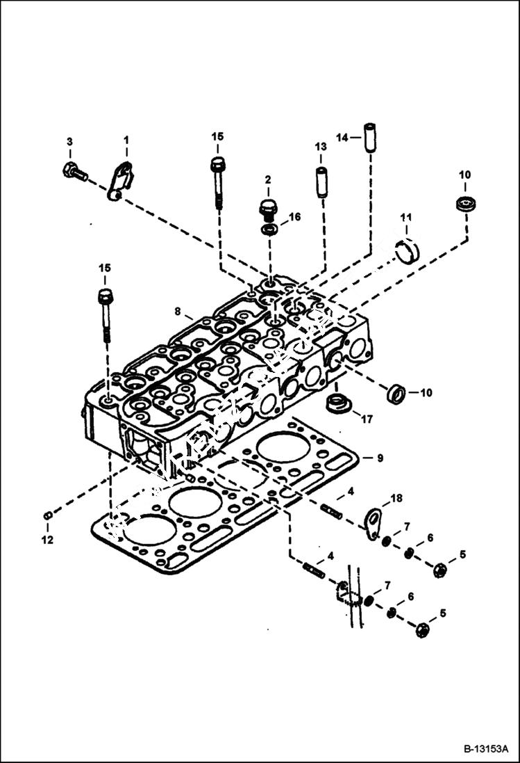 Схема запчастей Bobcat S-Series - CYLINDER HEAD (Kubota - V2003T) POWER UNIT