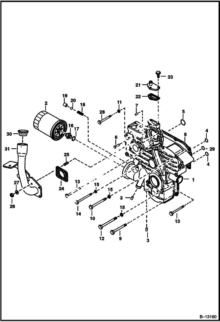 Схема запчастей Bobcat S-Series - GEARCASE (Kubota - V2203) POWER UNIT