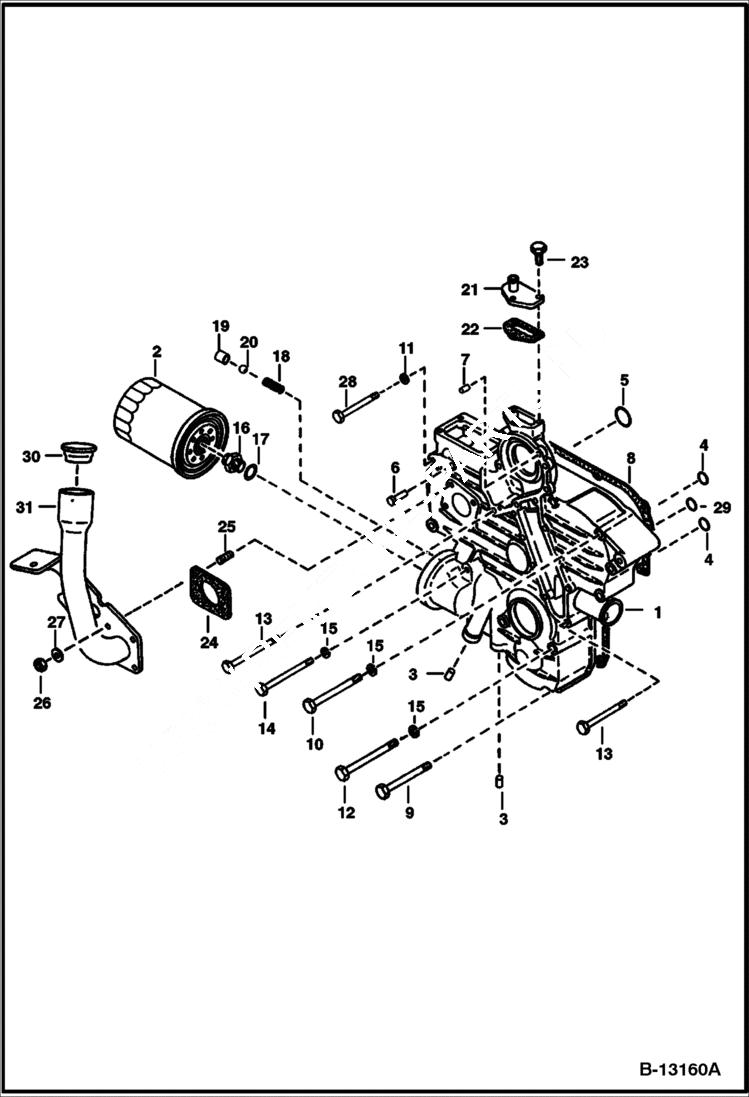 Схема запчастей Bobcat Articulated Loaders - GEARCASE (Kubota - V1903 2EB - Tier II Replacement) REPLACEMENT ENGINE