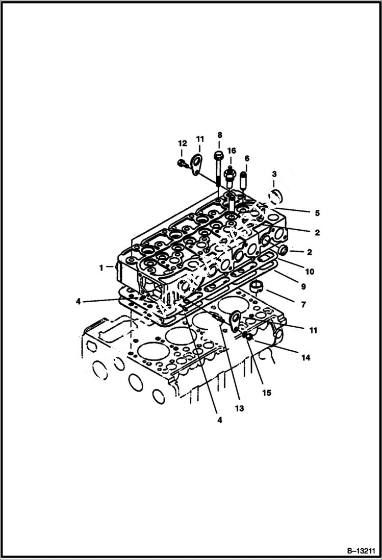 Схема запчастей Bobcat 231 - CYLINDER HEAD POWER UNIT