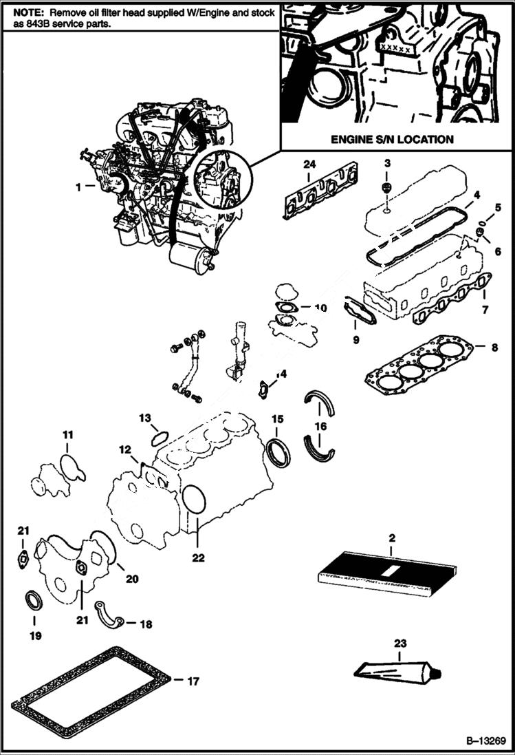 Схема запчастей Bobcat 800s - ENGINE & GASKET KITS POWER UNIT