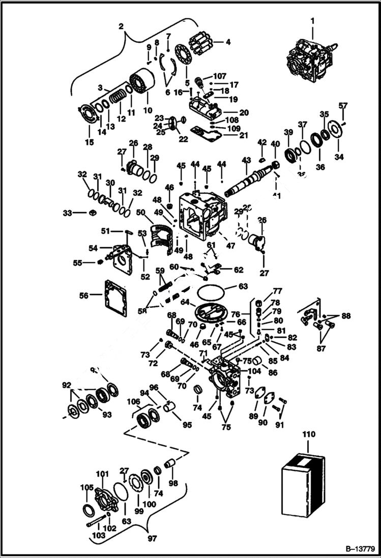 Схема запчастей Bobcat Articulated Loaders - HYDROSTATIC PUMP (Sundstrand) HYDROSTATIC SYSTEM