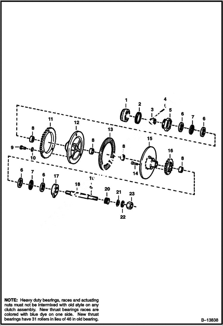 Схема запчастей Bobcat 500s - CLUTCH DRIVE TRAIN