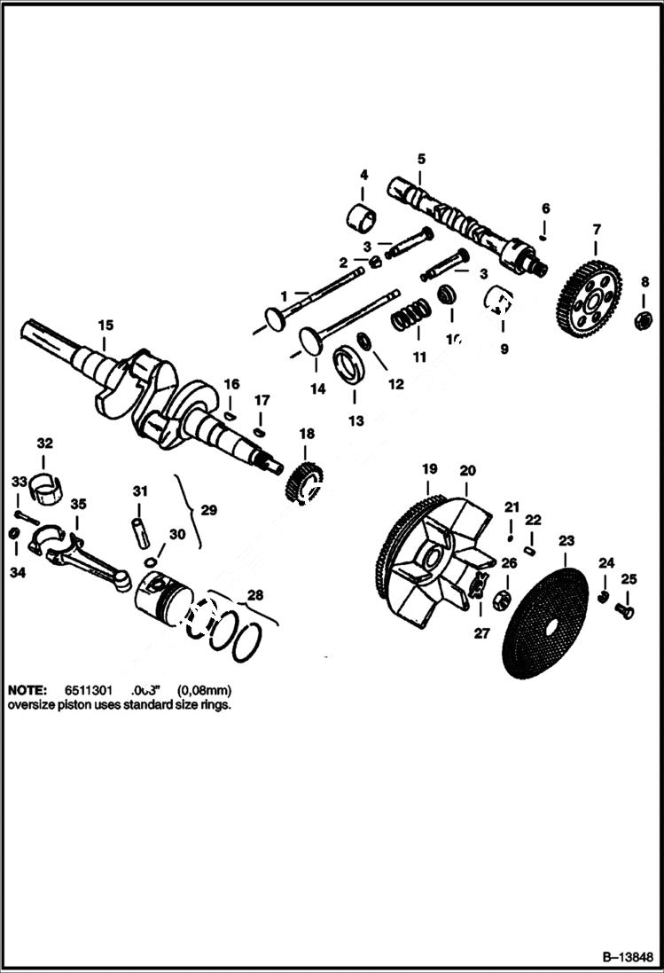 Схема запчастей Bobcat 500s - INTERNAL ENGINE PARTS POWER UNIT