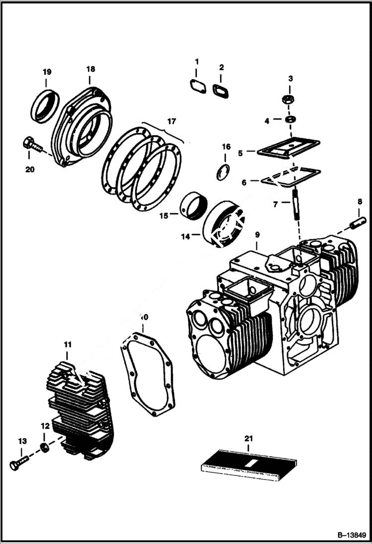 Схема запчастей Bobcat 500s - CYLINDER BLOCK GROUP POWER UNIT