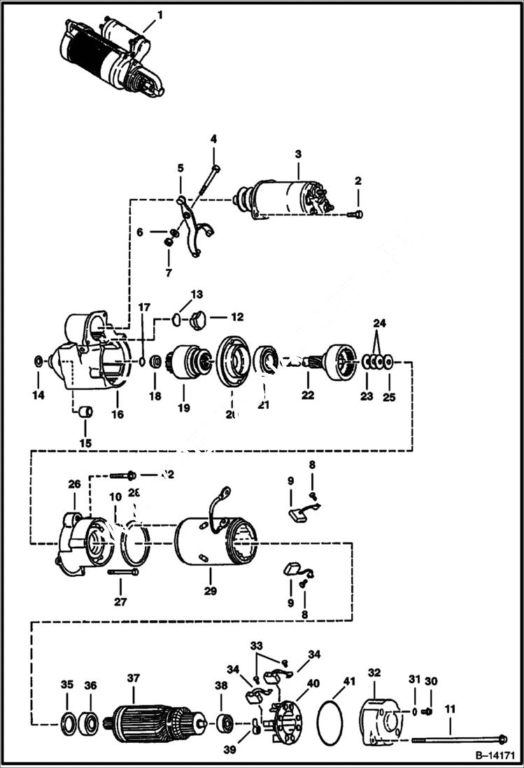 Схема запчастей Bobcat 325 - STARTER (10479606) (S/N 514014899 & Below) ELECTRICAL SYSTEM