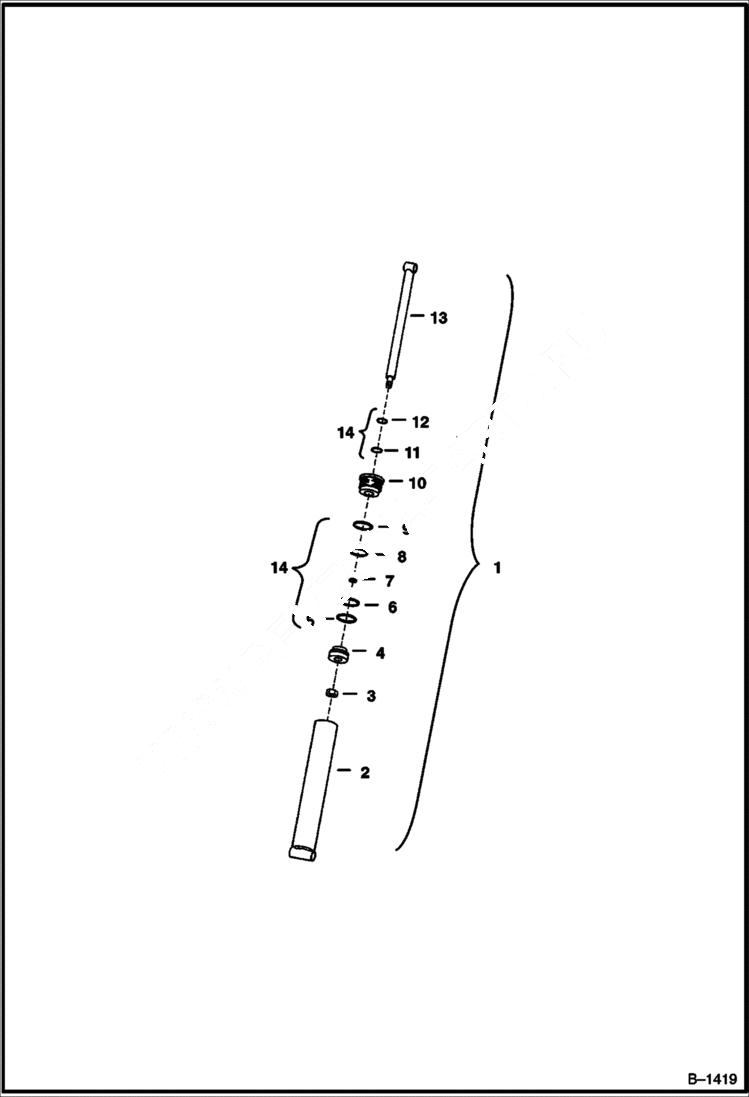 Схема запчастей Bobcat BUCKETS - HYDRAULIC CYLINDER - 900 Series High Dump Bucket Loader