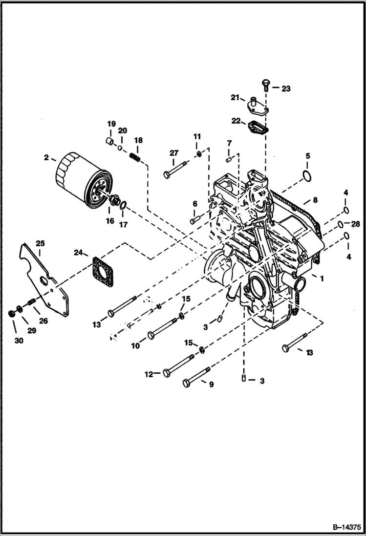 Схема запчастей Bobcat 328 - GEARCASE (Tier I engine) POWER UNIT