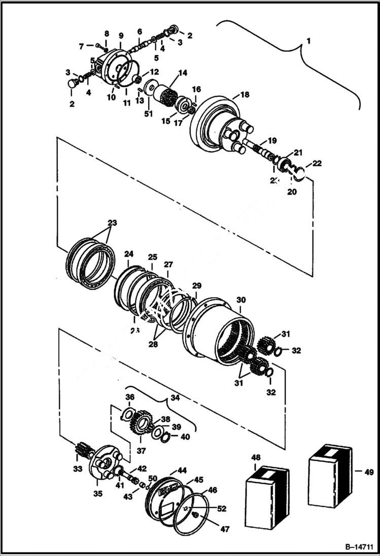 Схема запчастей Bobcat 328 - TRAVEL MOTOR (9 Hole Mount) (S/N 232312279 & Below, 232412042 & Below HYDRAULIC SYSTEM