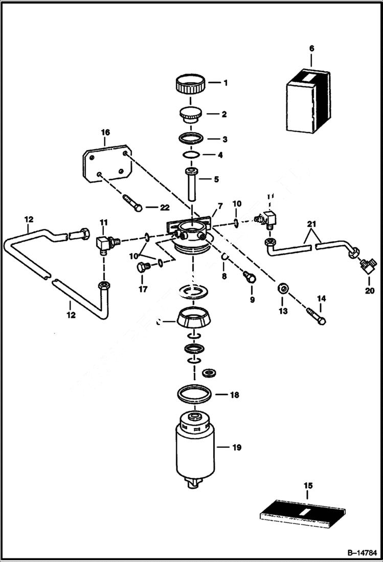 Схема запчастей Bobcat 900s - FUEL FILTER AND LINES (E S/N 421307 & Above) POWER UNIT