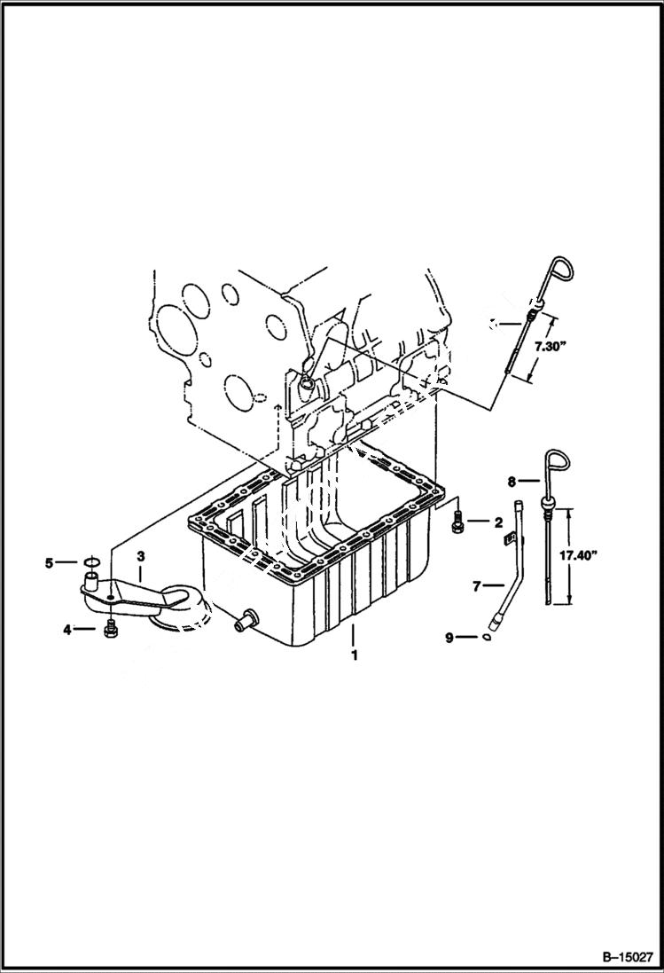 Схема запчастей Bobcat 400s - OIL PAN (S/N 522211001 & Above, 522111001 & Above) POWER UNIT