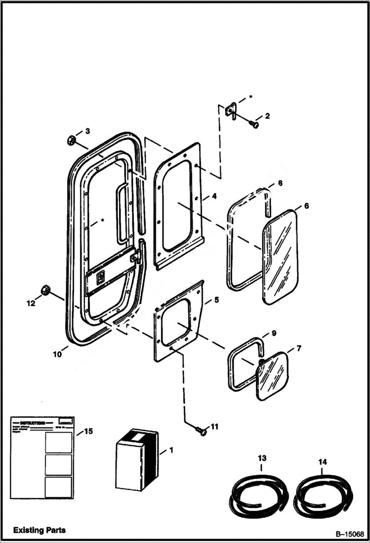 Схема запчастей Bobcat 331 - CAB DOOR KIT ACCESSORIES & OPTIONS