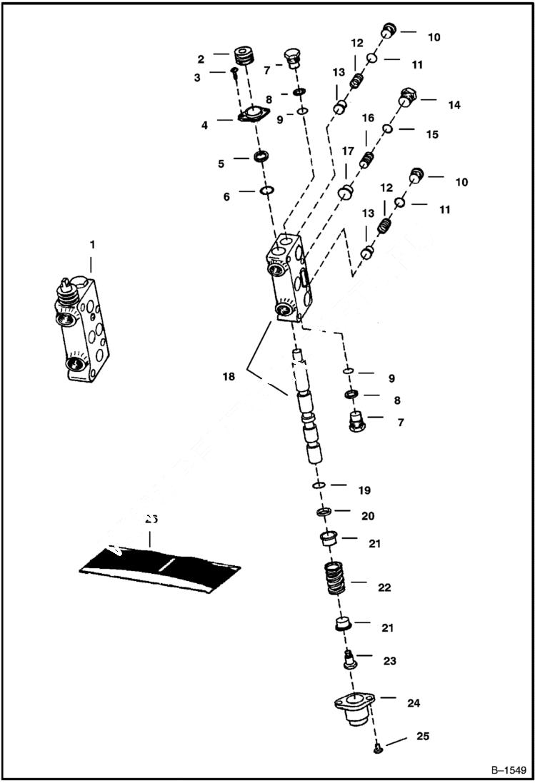 Схема запчастей Bobcat BACKHOE - BACKHOE (Valve Section - Bucket & Dipperstick) (914A) 914/914A BACKHOE