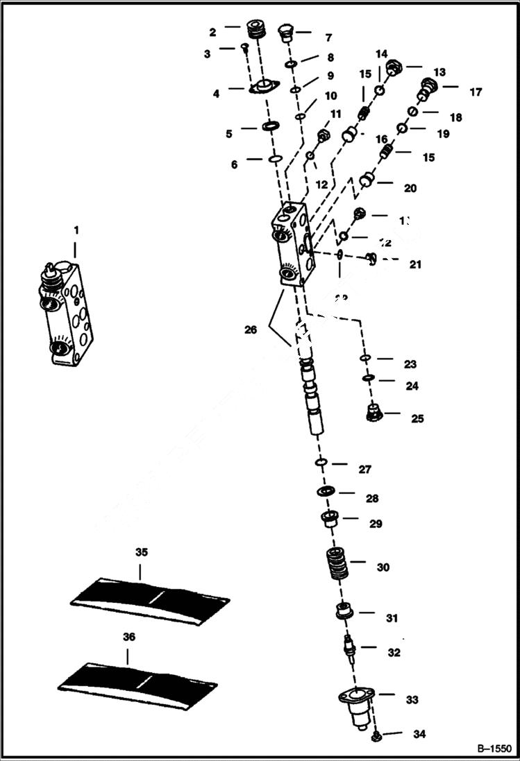 Схема запчастей Bobcat BACKHOE - BACKHOE (Valve Section - Boom) (914A) 914/914A BACKHOE