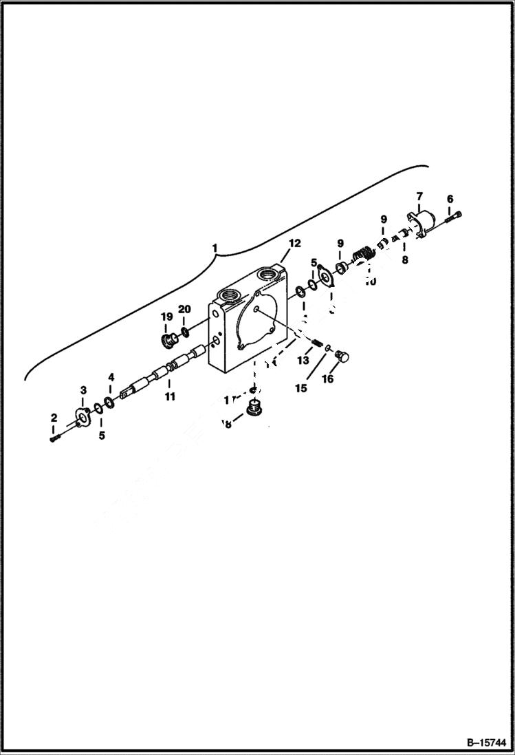 Схема запчастей Bobcat 322 - VALVE SECTION (Auxiliary) (S/N 223812346 & Below, 223514376 & Below) HYDRAULIC SYSTEM