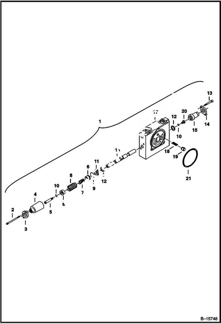 Схема запчастей Bobcat 322 - VALVE SECTION (Swing) (S/N 223812346 & Below, 223514376 & Below) HYDRAULIC SYSTEM