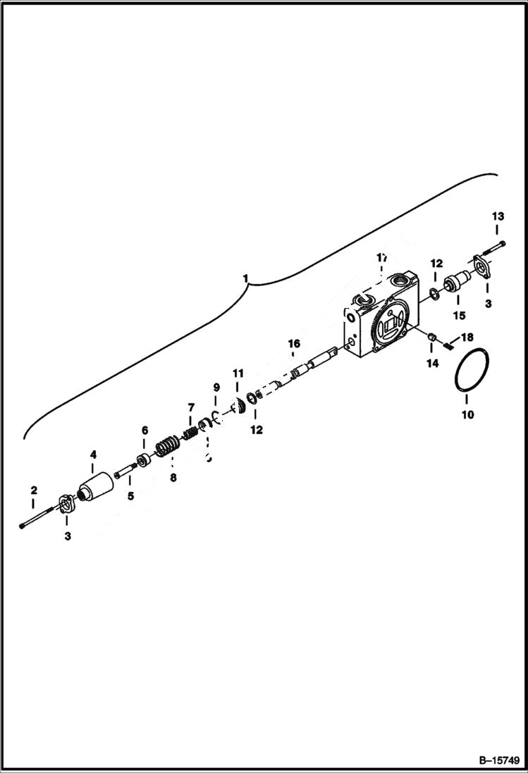 Схема запчастей Bobcat 322 - VALVE SECTION (Arm) (S/N 223812346 & Below, 223514376 & Below) HYDRAULIC SYSTEM