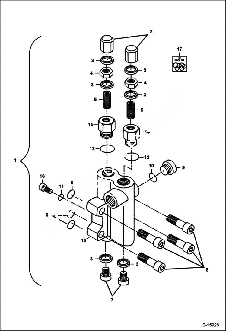 Схема запчастей Bobcat 337 - CONTROL VALVE (DRG) HYDRAULIC SYSTEM