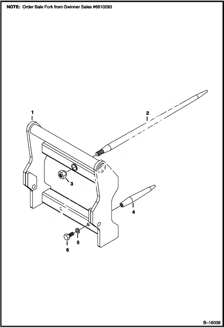 Схема запчастей Bobcat BALE HANDLERS - BALE FORK (S/N 029300101 & Above) Телескопические мини-погрузчики