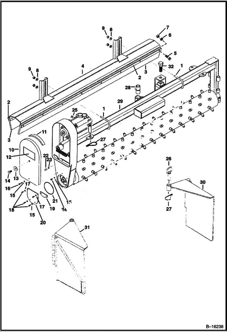 Схема запчастей Bobcat POWER RAKE - POWER RAKE (Main Frame & Attaching Parts) (72 925100720 & Above) Loader