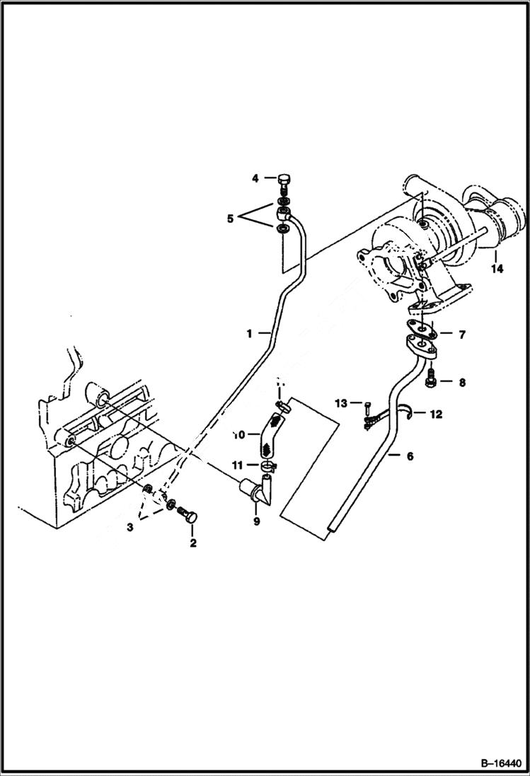 Схема запчастей Bobcat 341 - OIL PIPE (Kubota - V2003T) (Turbo Charger) POWER UNIT