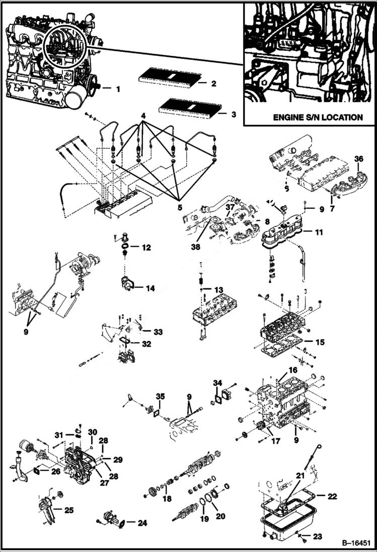 Схема запчастей Bobcat BL470 - ENGINE & GASKET KITS (Kubota - V2003T) POWER UNIT