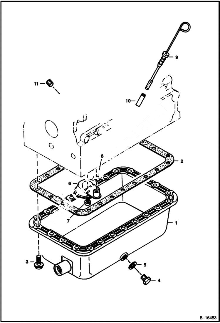 Схема запчастей Bobcat T-Series - OIL PAN (Kubota - V2003T - Tier I) (S/N 5193 11001 & Abv, 5194 11001 & Abv) POWER UNIT