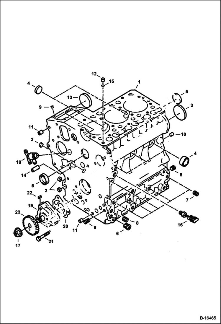 Схема запчастей Bobcat 322 - CRANKCASE (Kubota D722-E2B-BC-1) REPLACEMENT ENGINE