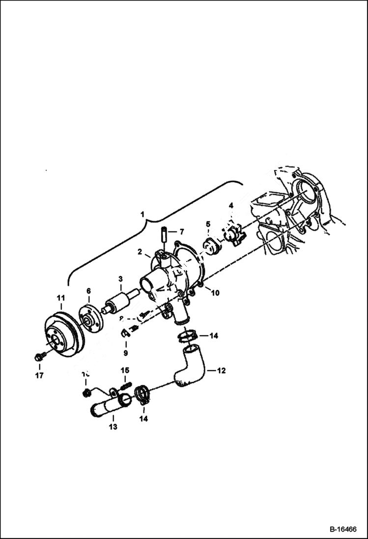 Схема запчастей Bobcat 400s - WATER PUMP (Kubota D722) POWER UNIT