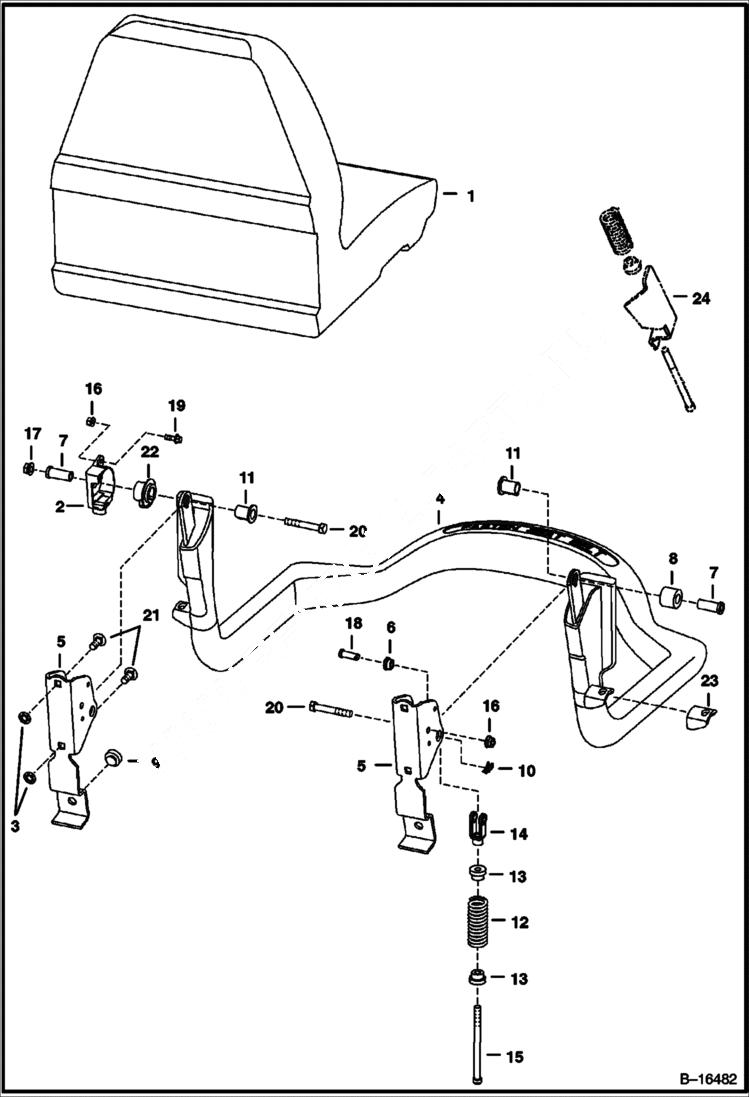 Схема запчастей Bobcat T-Series - SEAT & SEAT BAR MAIN FRAME