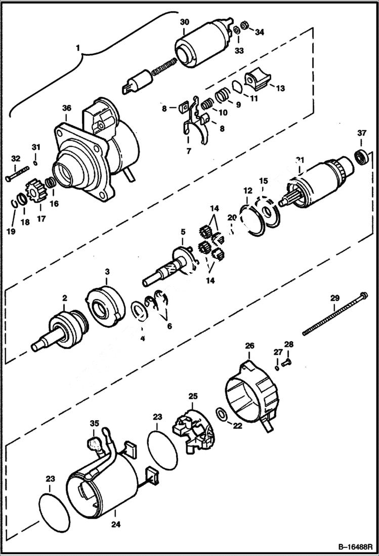 Схема запчастей Bobcat S-Series - STARTER (Valeo) ELECTRICAL SYSTEM