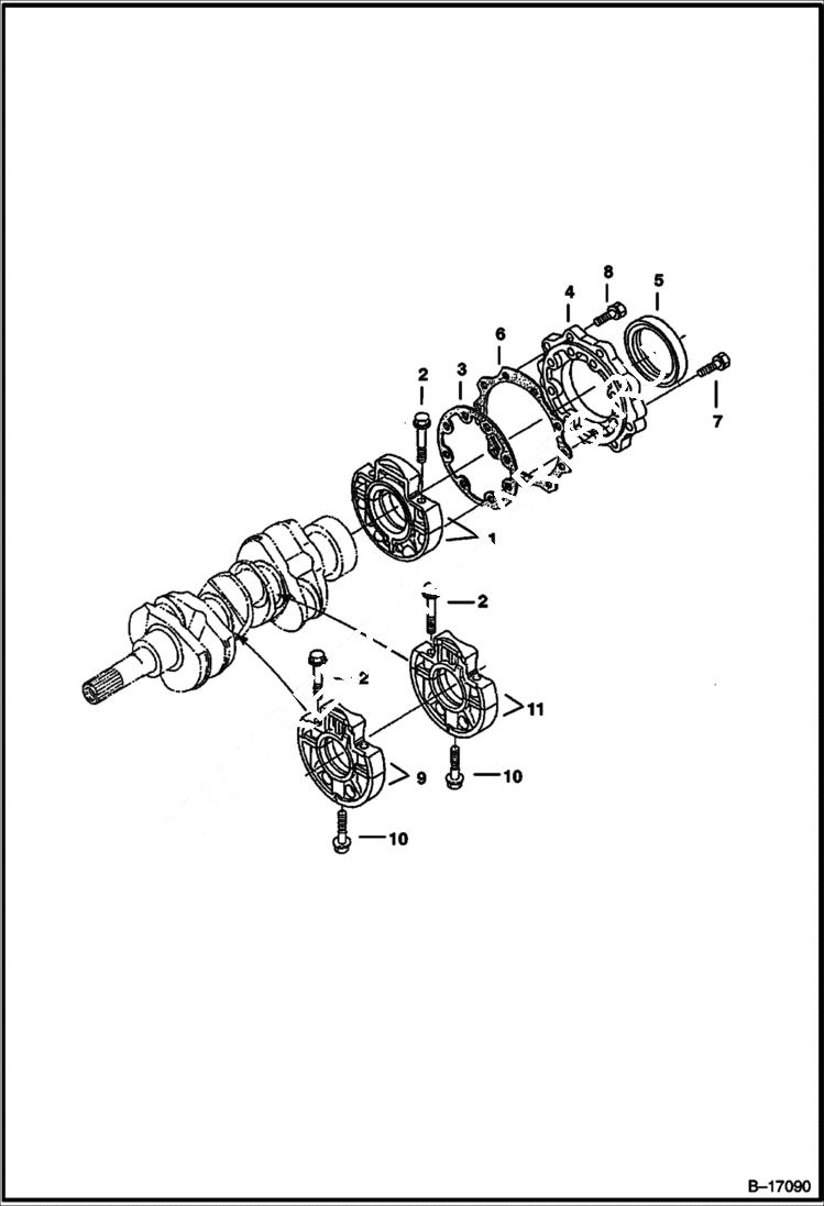 Схема запчастей Bobcat B100 - MAIN BEARING CASE POWER UNIT