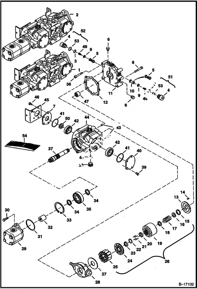 Схема запчастей Bobcat 700s - HYDROSTATIC PUMP HYDROSTATIC SYSTEM