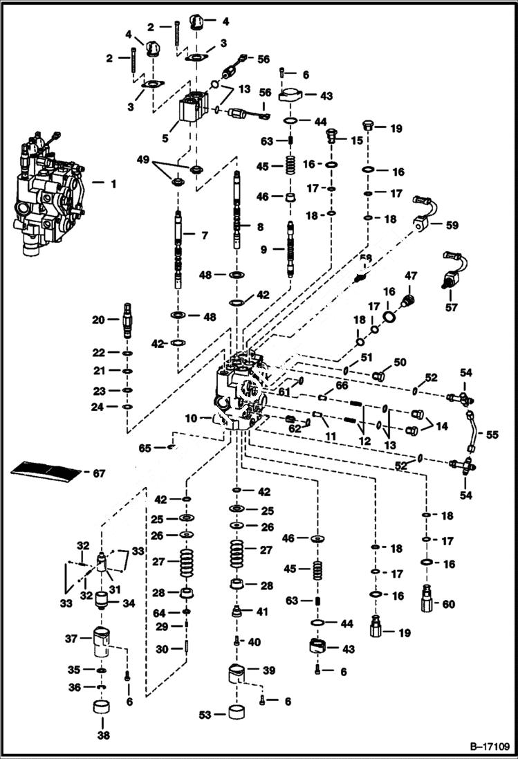 Схема запчастей Bobcat T-Series - HYDRAULIC CONTROL VALVE (BICS Combo Valve) (S/N 5193 13000- , 5194 12000- ) HYDRAULIC SYSTEM