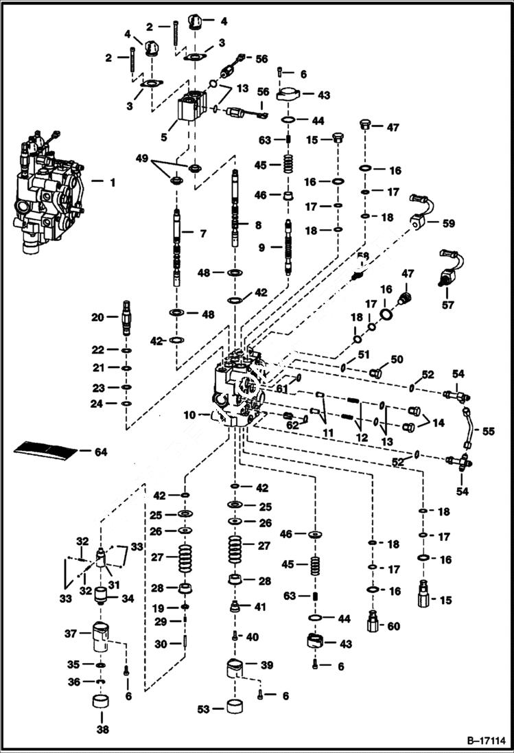 Схема запчастей Bobcat S-Series - HYDRAULIC CONTROL VALVE (BICS Combo Valve) HYDRAULIC SYSTEM