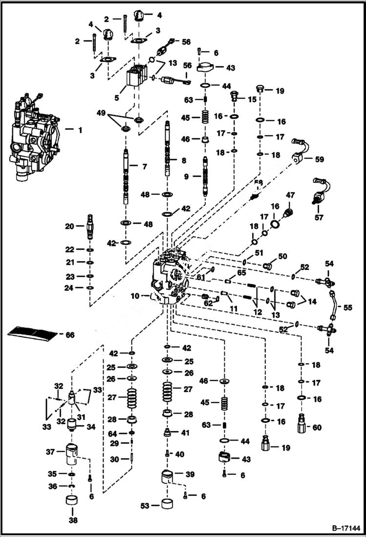 Схема запчастей Bobcat T-Series - HYDRAULIC CONTROL VALVE (BICS Combo Valve) (S/N 5193 11001-12999, 5194 11001-11999) HYDRAULIC SYSTEM