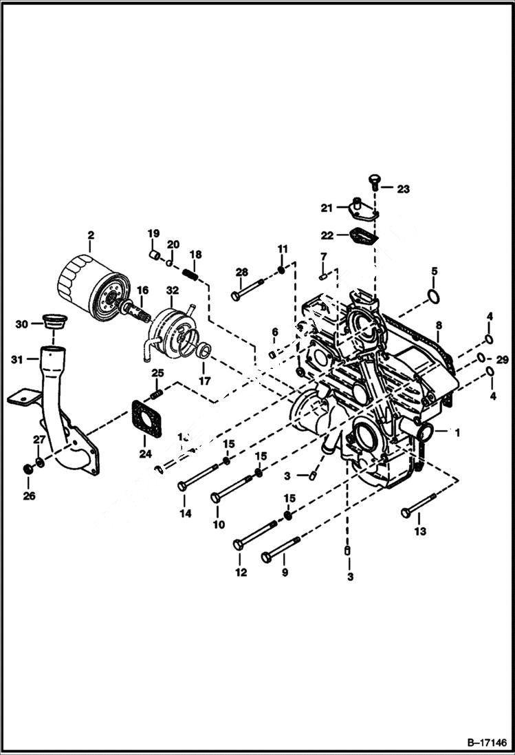 Схема запчастей Bobcat S-Series - GEARCASE (Kubota - V2003T) POWER UNIT