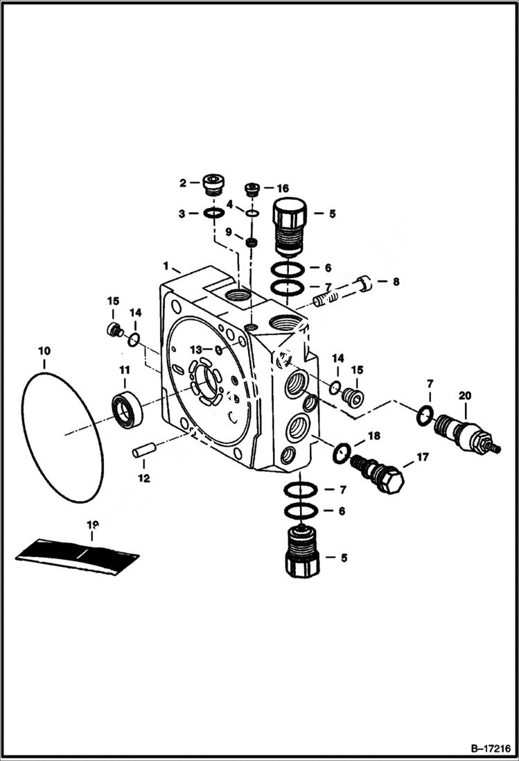 Схема запчастей Bobcat 900s - PORT BLOCK HYDROSTATIC SYSTEM